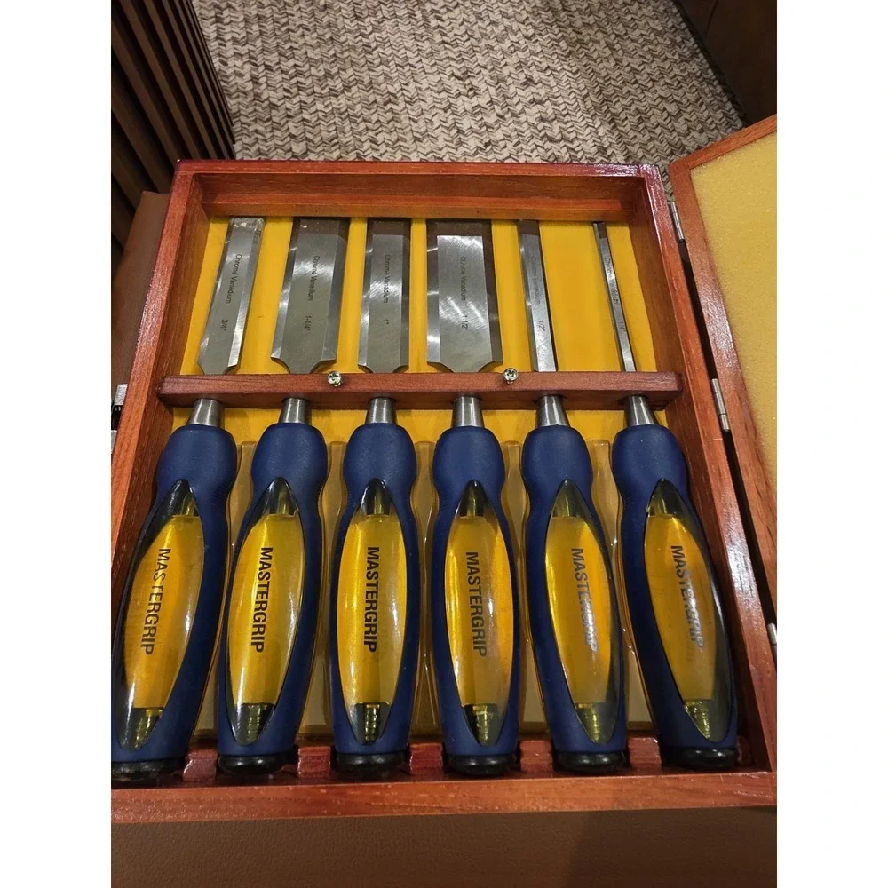 Wood Chisel Set Mastergrip 6 Pc in Wooden Case Chrome Vanadium